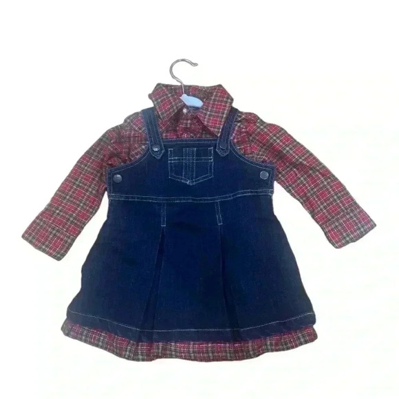 Wrangler Baby Dress Plaid Jean Pearl Snaps NWT 18 Month - Picture 1 of 3